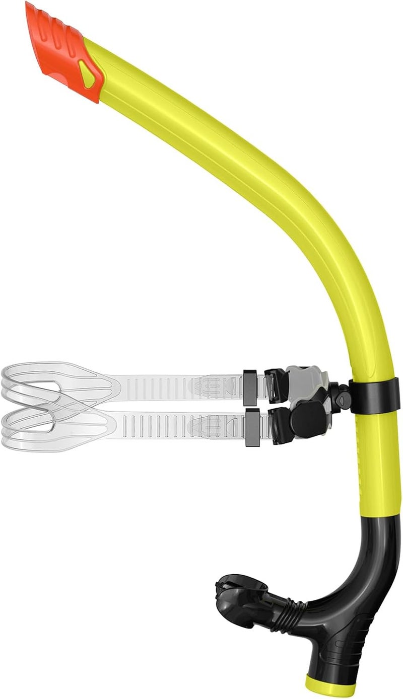 wutrye Swimmer's Snorkel for Lap Swimming, Adult Snorkeling Gear Swim Training, Center-Mount Silicone Mouthpiece One-Way Purge Valve in Pool and Open Water - Image 1